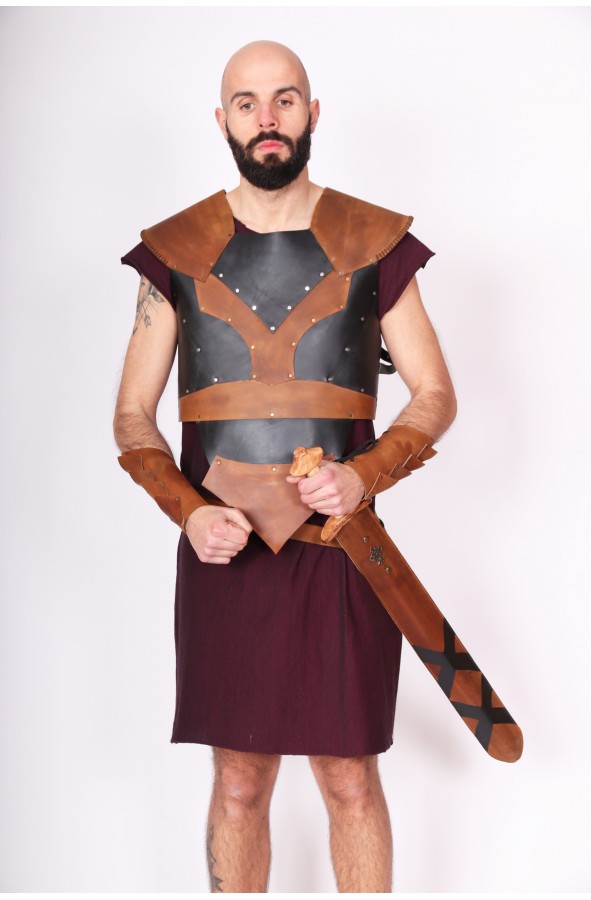 Brazaletes medievales cuero escamas...