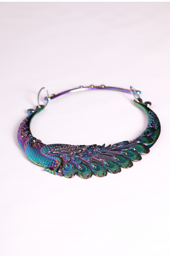 Medieval necklace multicolor peacock