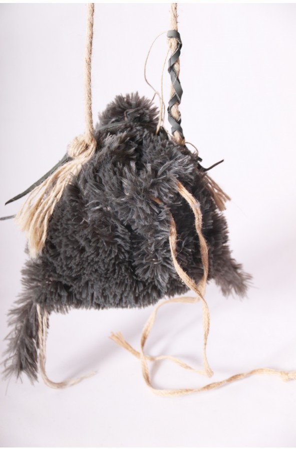 Medieval grey fur bag