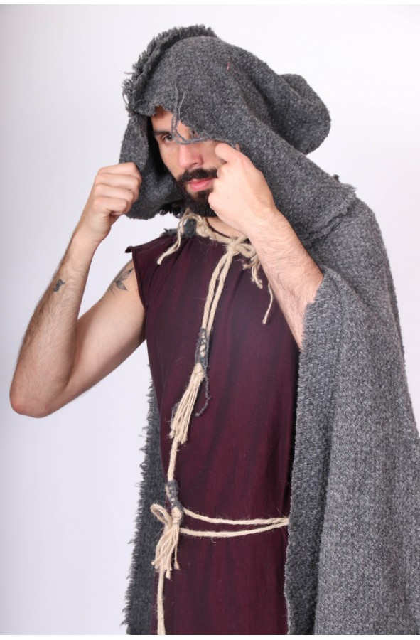 Medieval rustic hooded cloak