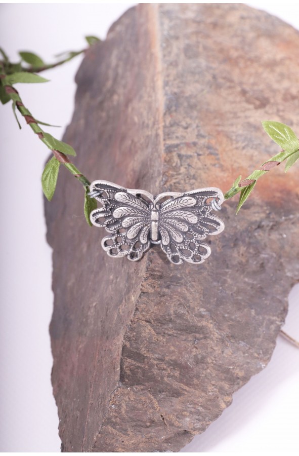 Corona o tiara de mariposa plateada