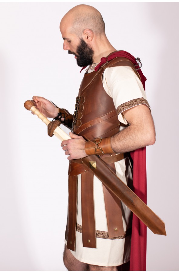 Vintage brown leather Roman armor...