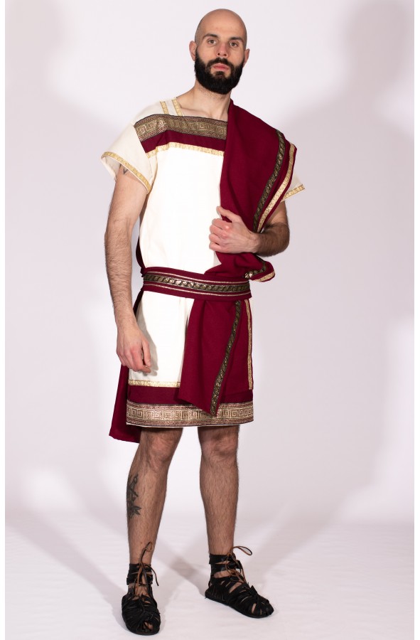 Traje romano corto de hombre con toga