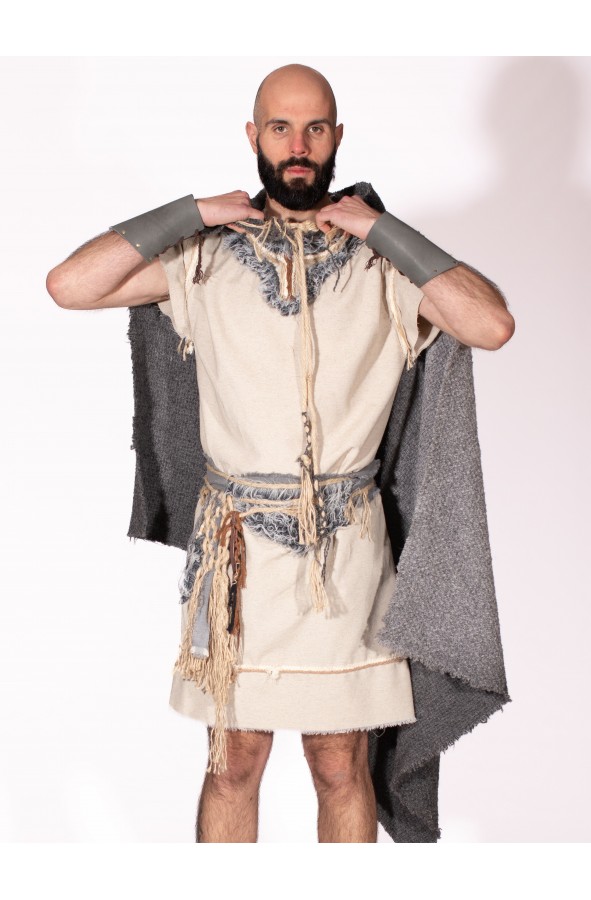 Capa celta o vikinga gris de paño