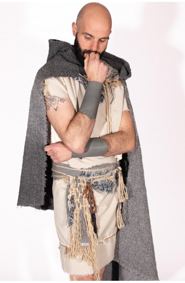 Capa celta o vikinga gris de paño