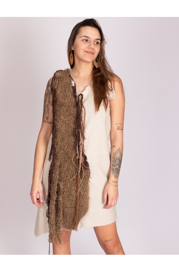 Celtic short dress with vegan fur