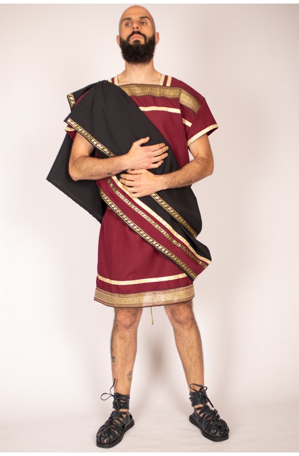 Roman costume for men in maroon and gold