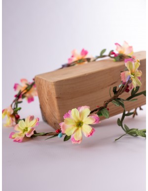 Pink and green flower crown