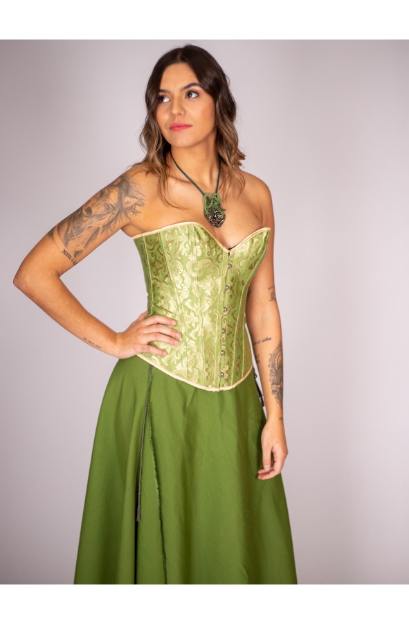 Brocade green medieval corset