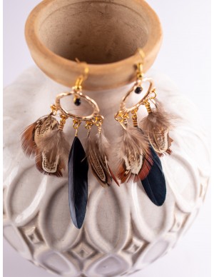Brown Feather Earrings