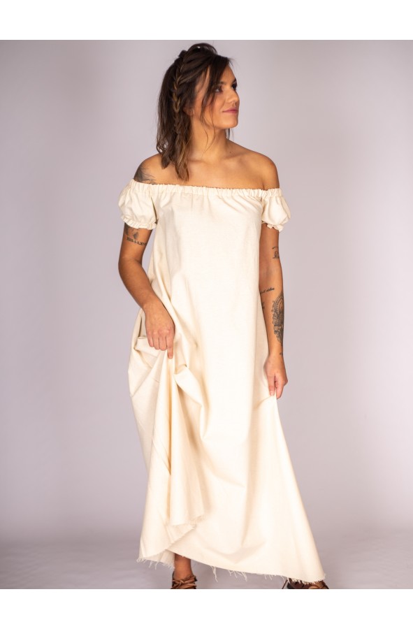 Cream Off-Shoulder Medieval Dress