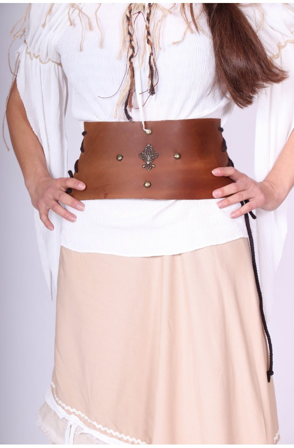 Corsé medieval de cuero marrón con...