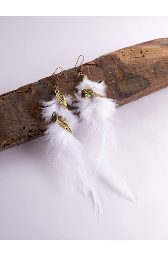 White Feather Earrings: Elegant Touch...
