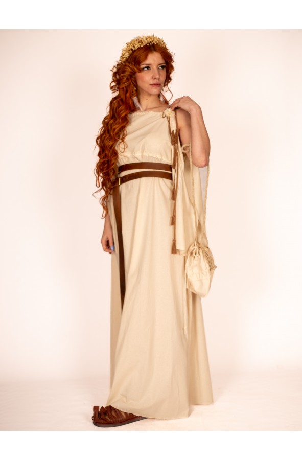 Cream Celtic-Viking Dress for Women -...