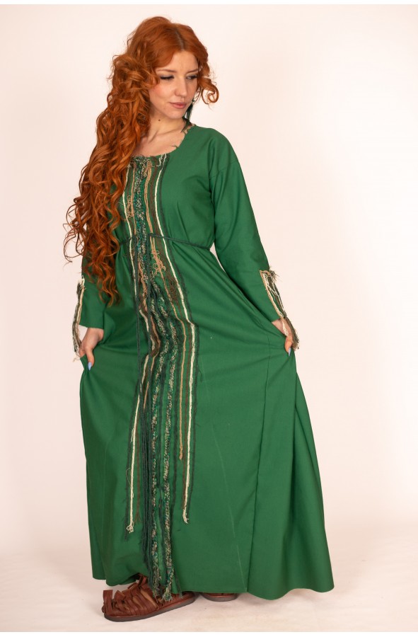 Medieval Green Dress with Thread...