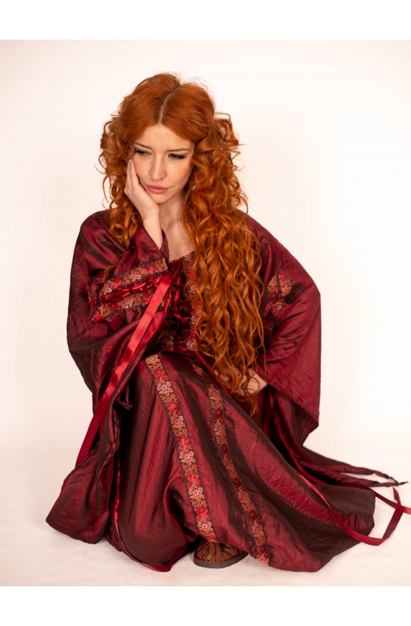 Garnet Medieval Lady's Dress with...