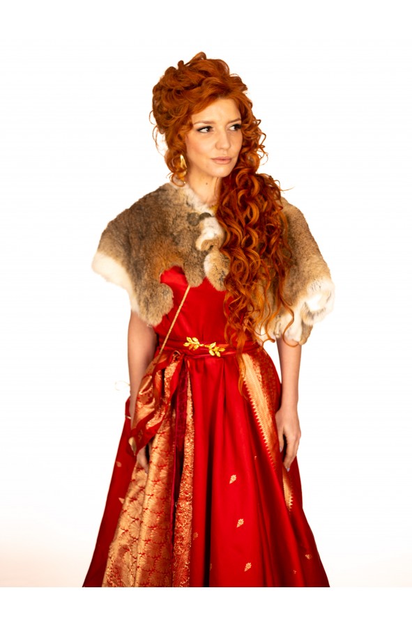 Short Roman Cloack with Authentic Fur...