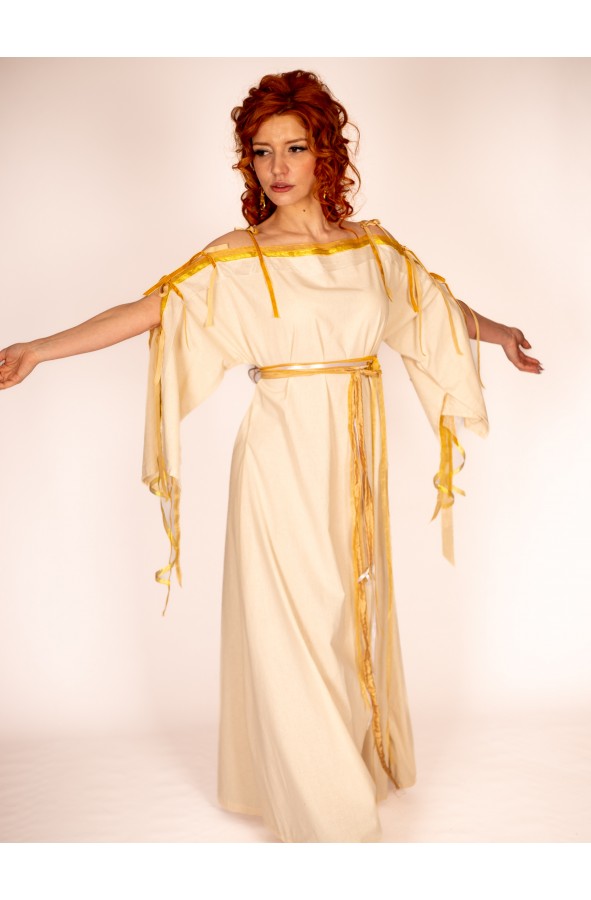 Raw Color Roman Dress with Golden...