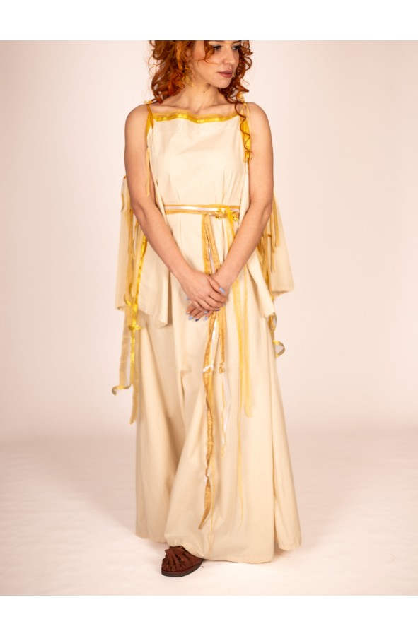 Raw Color Roman Dress with Golden...