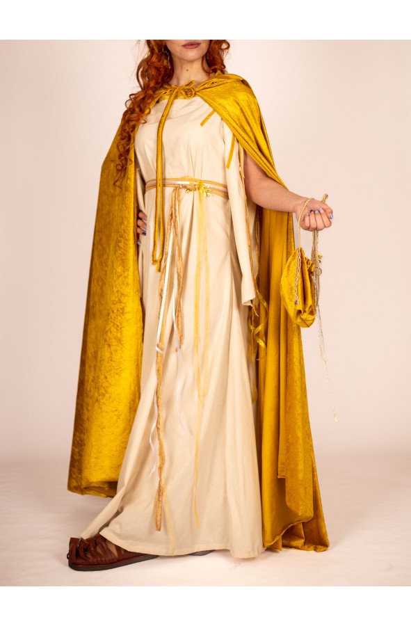 Raw Color Roman Dress with Golden...