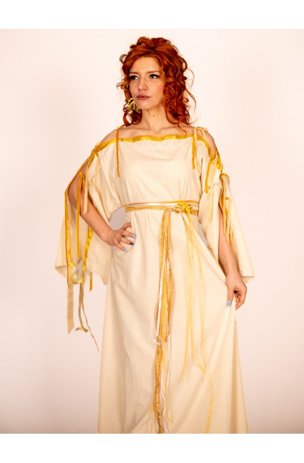 Raw Color Roman Dress with Golden...