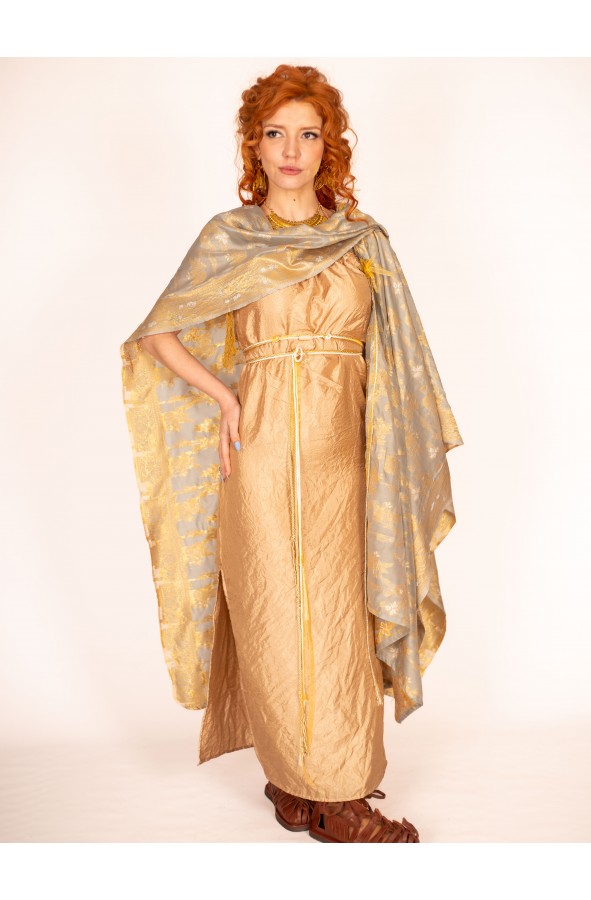 Classic Roman Golden Dress with...