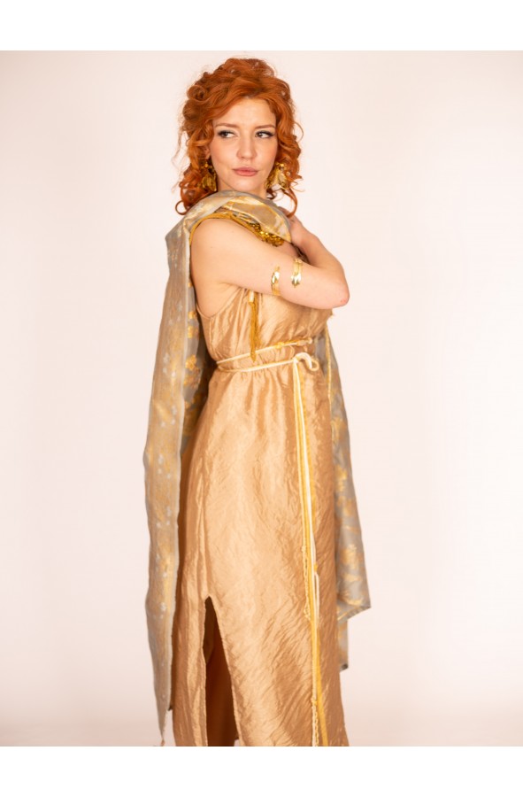Classic Roman Golden Dress with...