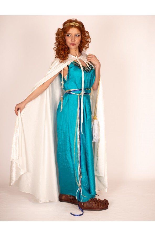 Blue Dress with Golden Leaf Details...