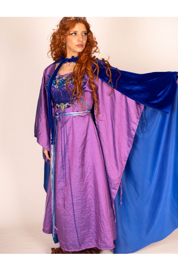 Vestido Medieval Floral Artesanal:...