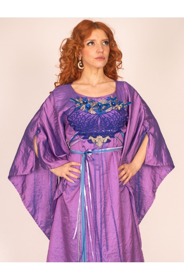 Handcrafted Medieval Floral Dress:...