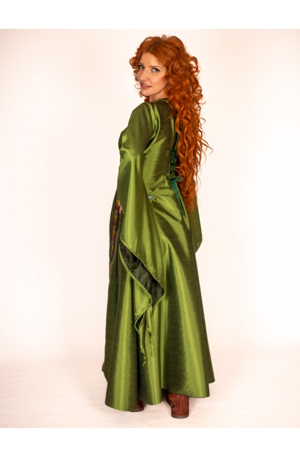 Emerald Medieval Gown with Floral...