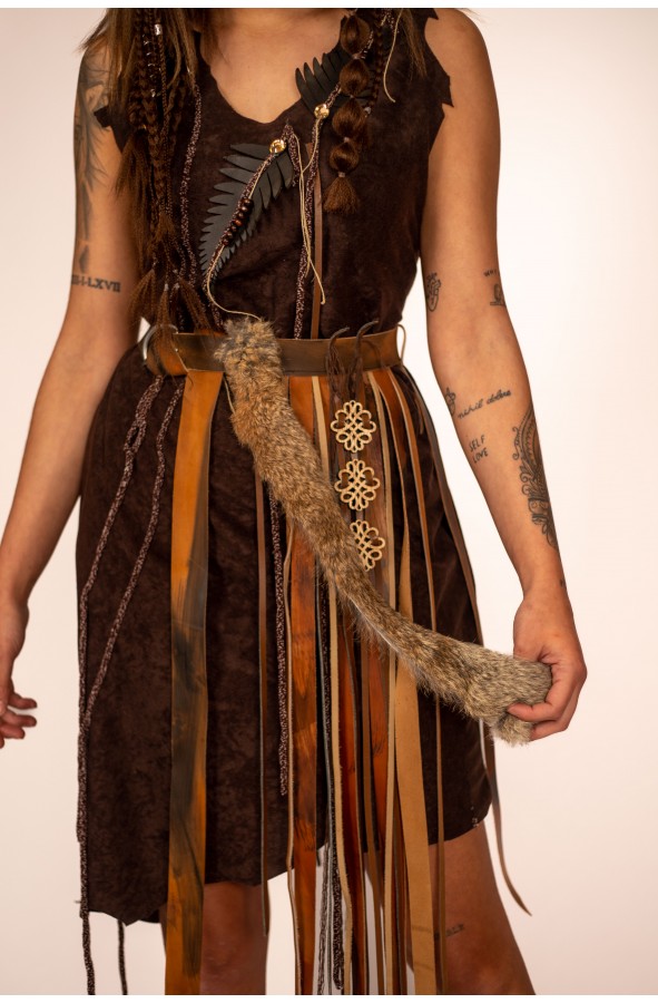 Medieval Warrior Dress for Women with Handcrafted Leather Belt - Handcrafted Medieval Warrior Dress for Women with Handcrafted Leather Belt - Handcrafted