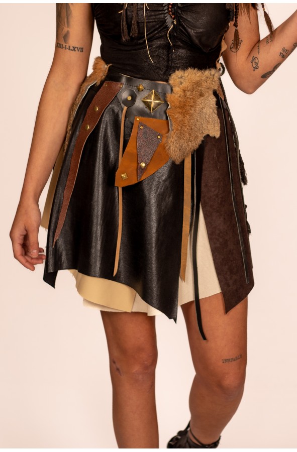 Medieval Skirt with Irregular Leather...