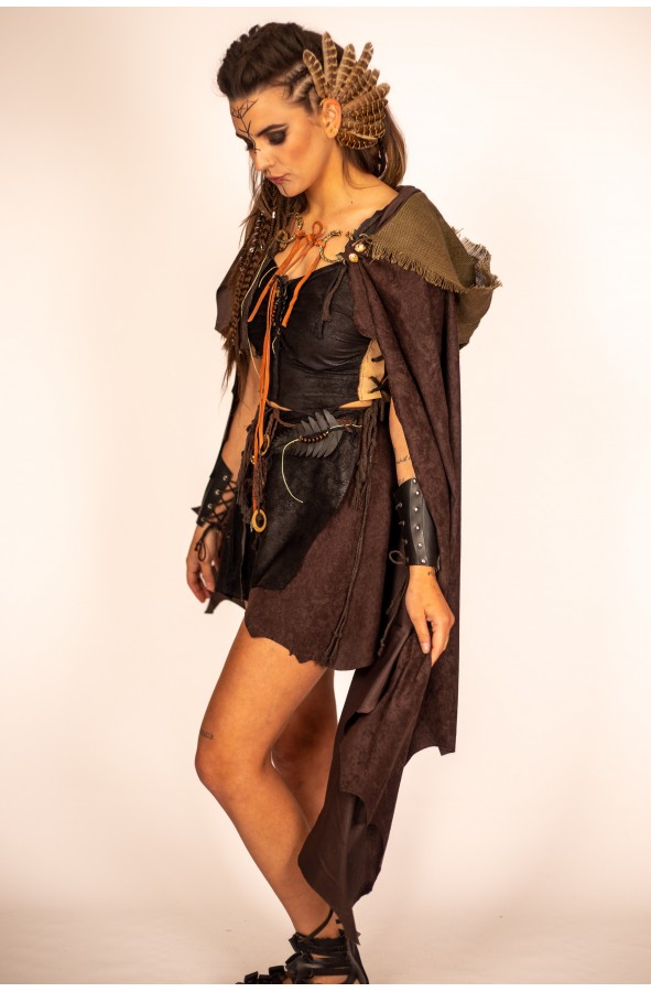 Medieval Vegan Suede Cloak with...