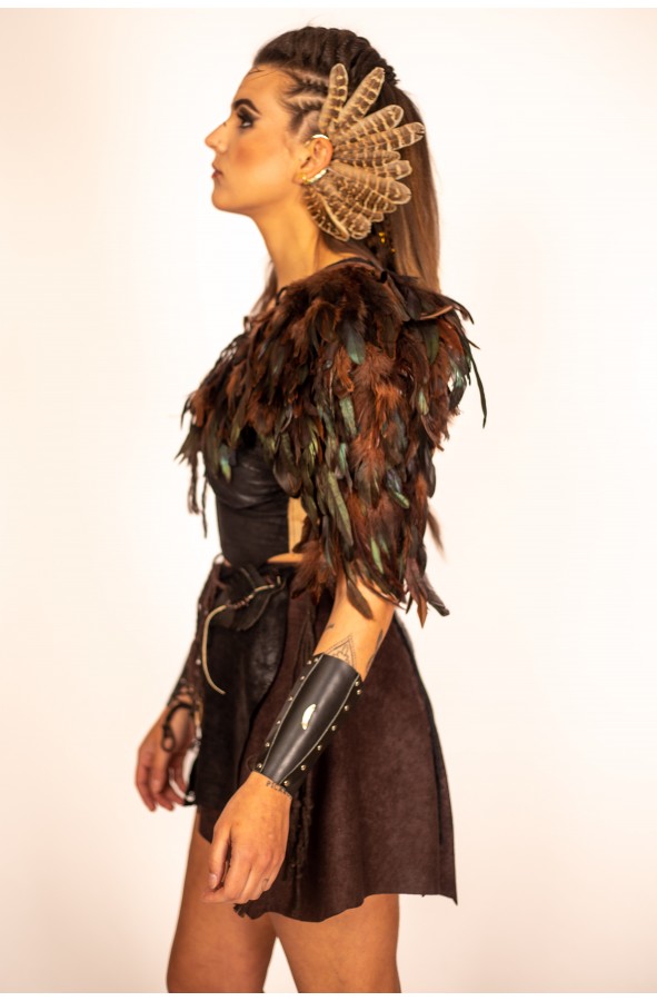 Hombrera Medieval de Plumas Marrón...