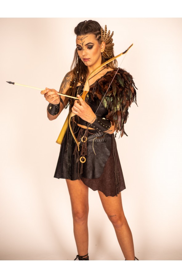 Medieval Wooden Bow and Quiver with...