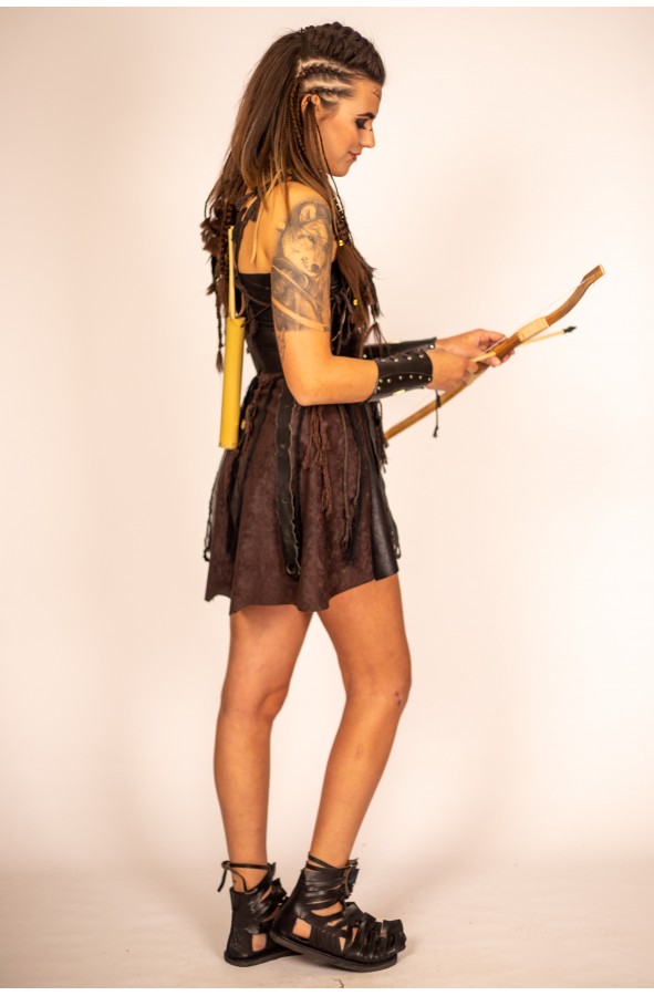 Medieval Wooden Bow and Quiver with...