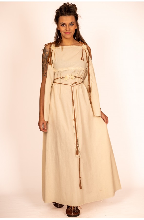 Celtic and Viking Long Dress in Cream...