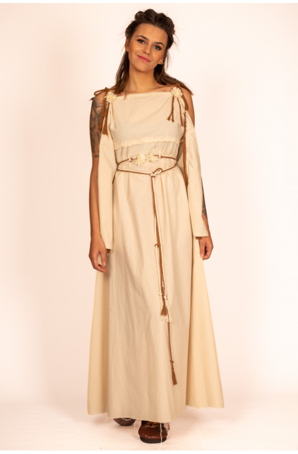 Celtic and Viking Long Dress in Cream...