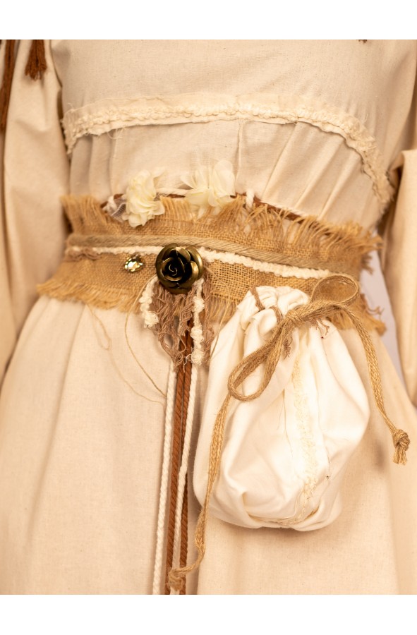 Medieval Frayed Burlap Belt with...