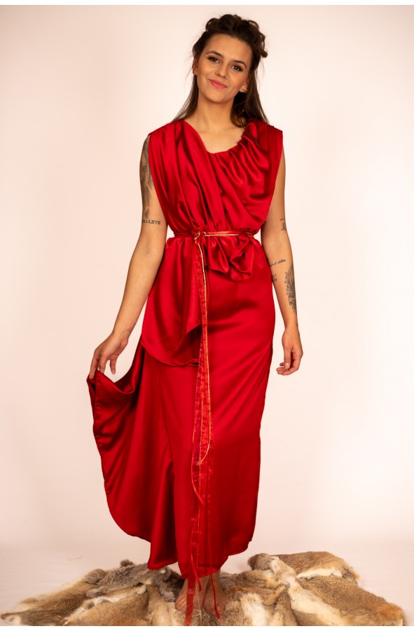 Roman Women's Dress in Red Satin...