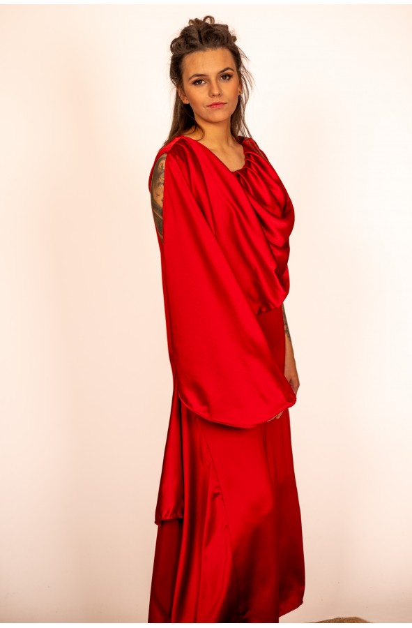 Vestido Romano Mujer en Raso Rojo...