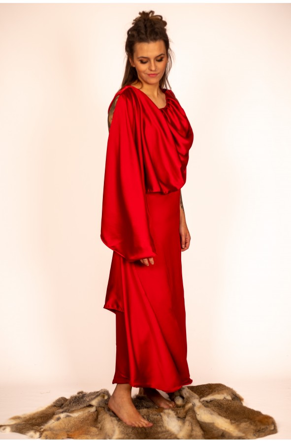 Roman Women's Dress in Red Satin...