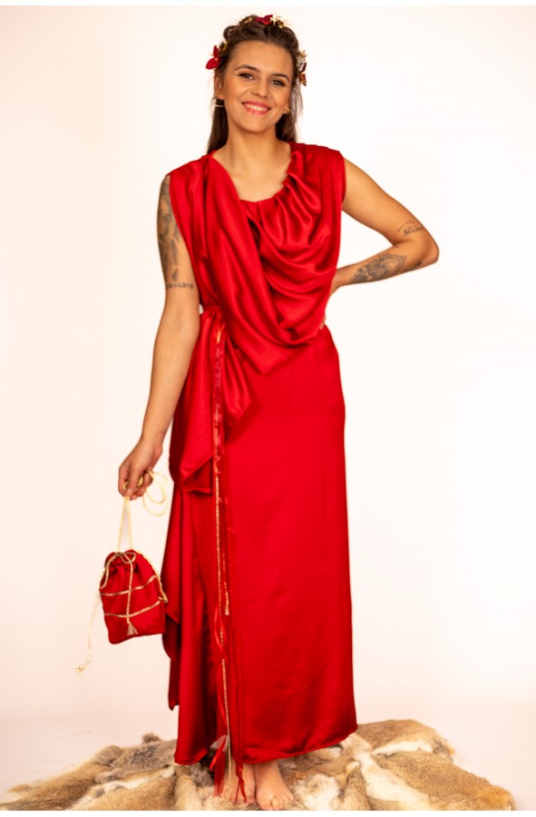 Vestido Romano Mujer en Raso Rojo...