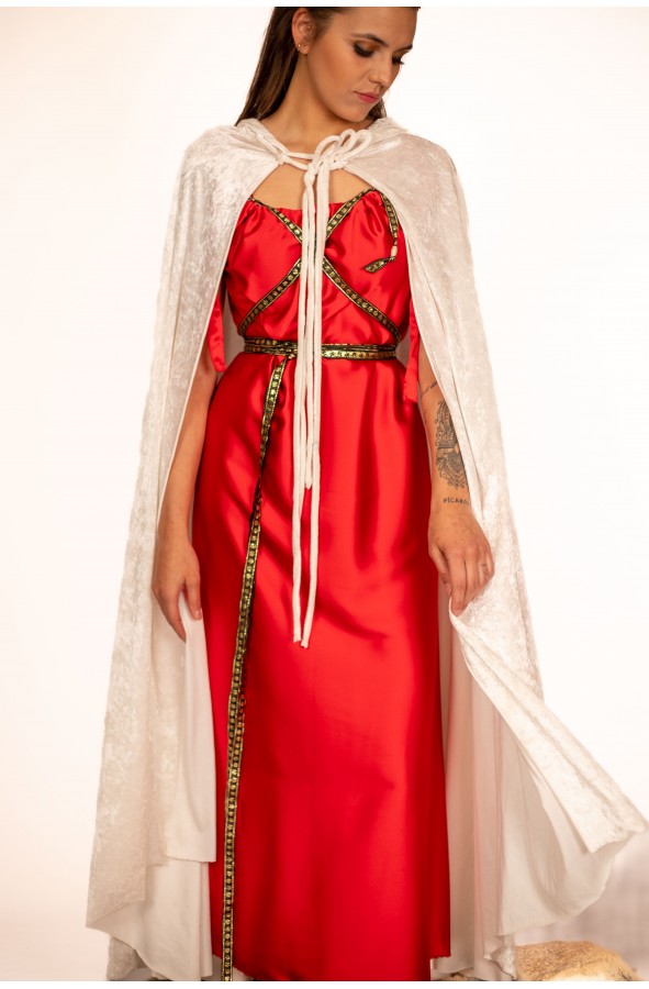 Roman Women's Dress in Red Satin...