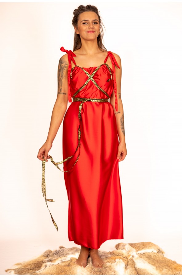 Roman Women's Dress in Red Satin...