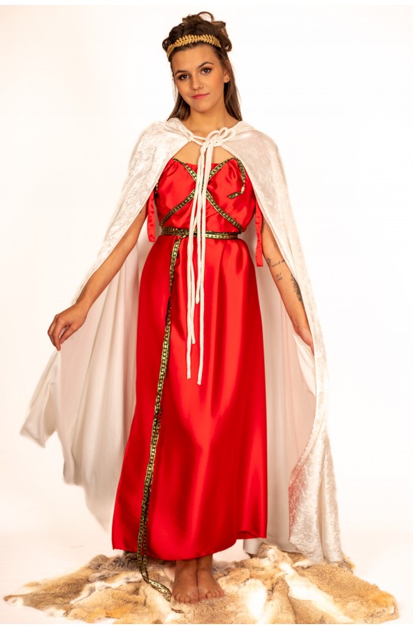 Roman Women's Dress in Red Satin...