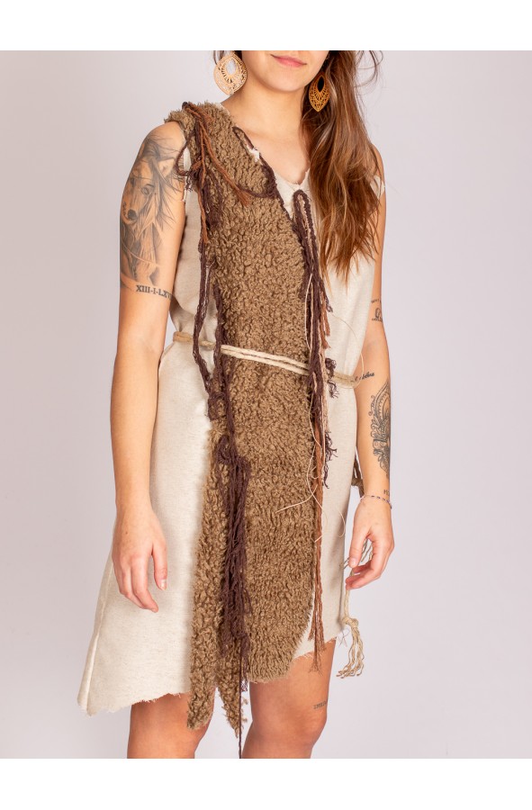 Viking short dress with vegan fur