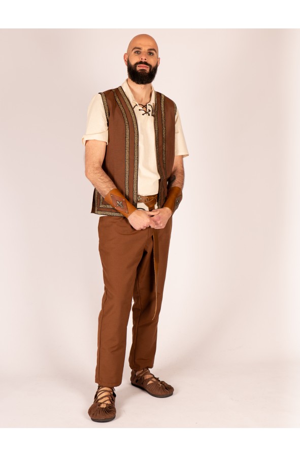 Medieval Brown Vest with Trim –...