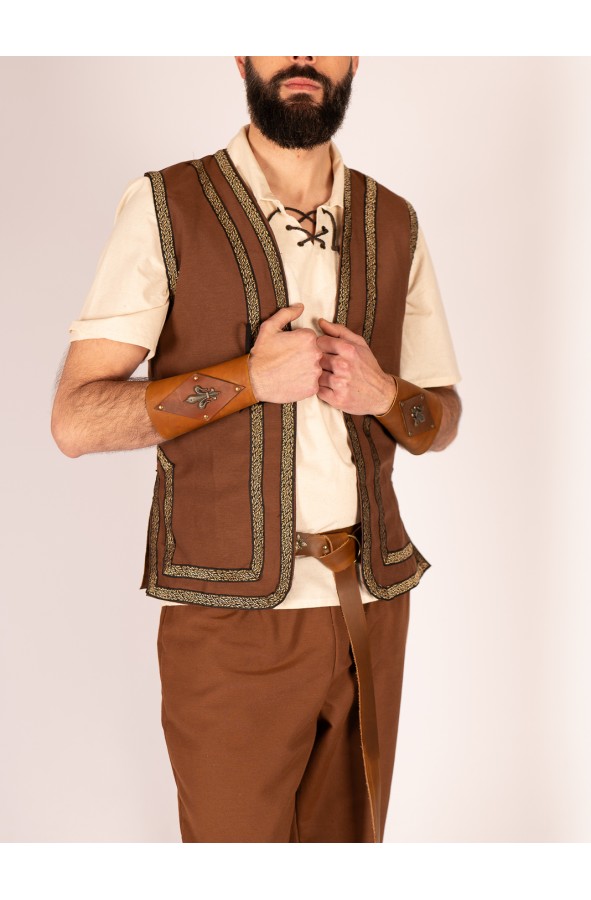 Medieval Brown Vest with Trim –...
